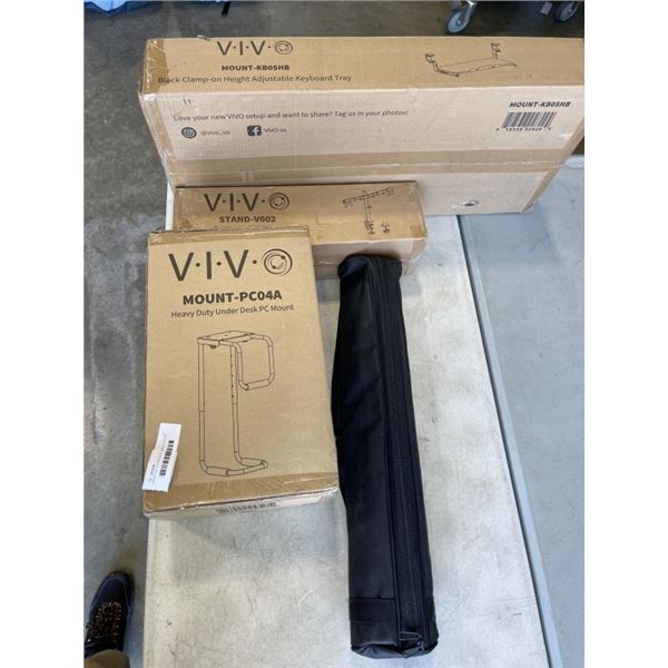 ASSORTED VIVO MOUNTS, AND PLATINUM TRIPOD