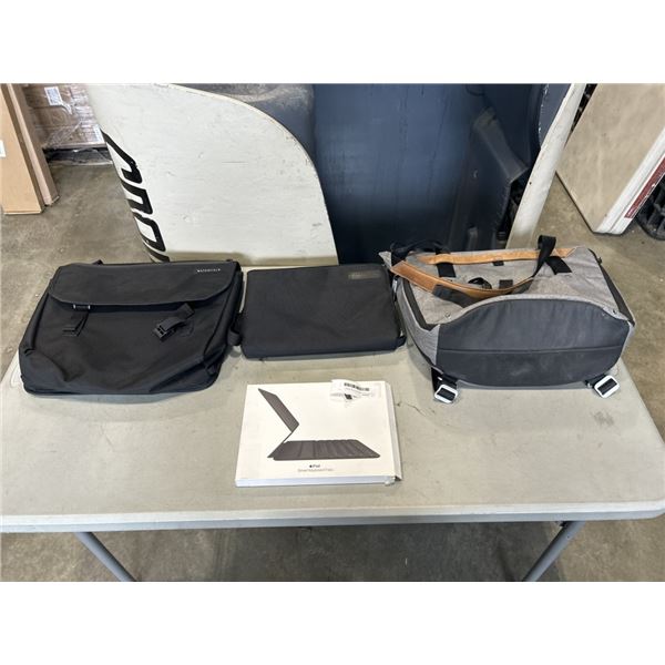 3 LAPTOP BAGS AND AN IPAD SMART KEYBOARD FOLIO