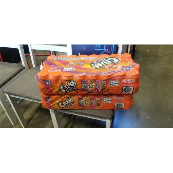 2 32 PACKS OF CRUSH VARIETY MULTI PACK SODA DRINKS, SOME MISSING