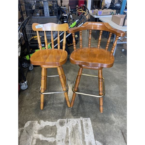 PAIR OF WOODEN BAR CHAIRS