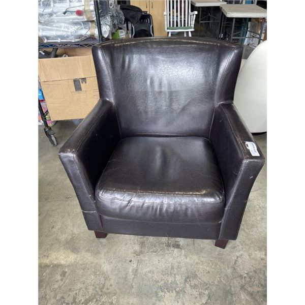 BLACK LEATHER LOOK ARM CHAIR