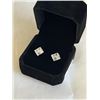 Image 2 : NEW S925 2.5CT EACH PRINCESS CUT SIMULATED DIAMOND (CZ) STUD EARRINGS, MOUNTED IN 925 STERLING SILVE