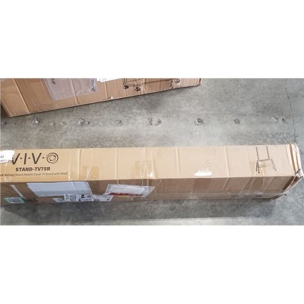 VIVO DARK WALNUT/BLACK MOBILE EASEL TV STAND WITH SHELF