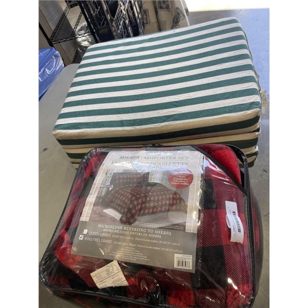 FOLDING SLEEPING MATT AND SHERPA COMFORTER  SET KINGSIZE