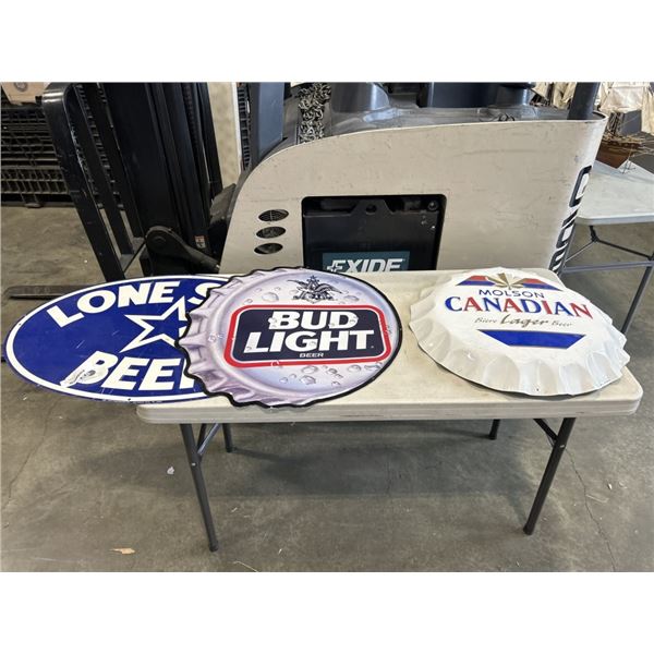 3 METAL BEER SIGNS