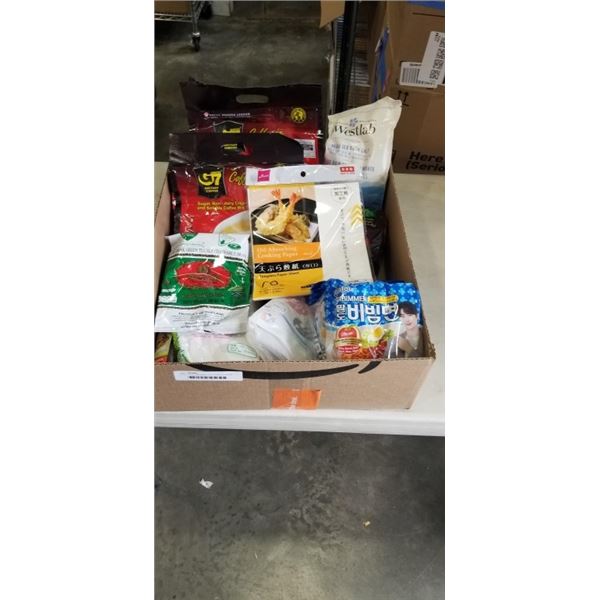TRAY OF FOOD ITEMS INCLUDING 2 PACKS OF COFFEEMIX 3 IN 1 INSTANT COFFEE, PALDO BIBIMMEN SPICE SWEET 