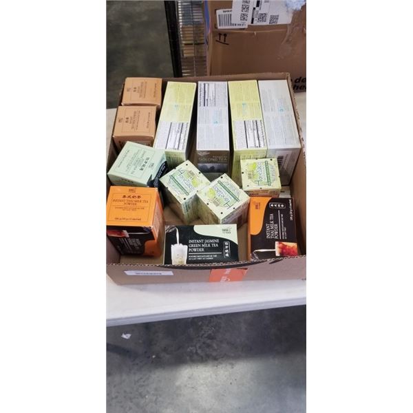 TRAY OF TEA BAGS INCLUDING PRICE OF PEACE ORGANIC GREEN TEA, OOLONG PREMIUM TEA, HONEYDEW FLAVOR POW