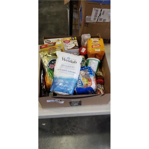 TRAY OF FOOD ITEMS INCLUDING CHAS ORGANICS COCONUT MILKKOPIKO COFFEE HARD CANDY, OTTOGI SESAME FLAVO