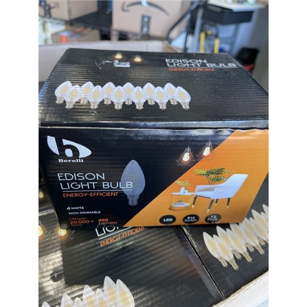 CASE OF NEW EDISON LIGHT BULBS