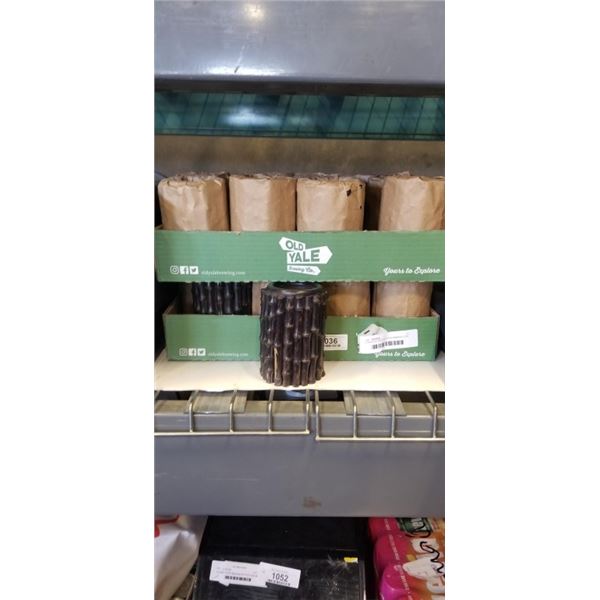 2 TRAYS OF NEW WOODEN BAMBOO LOOK VASES