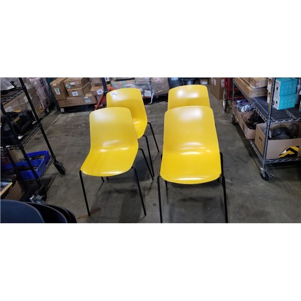 4 YELLOW STACKING CHAIRS