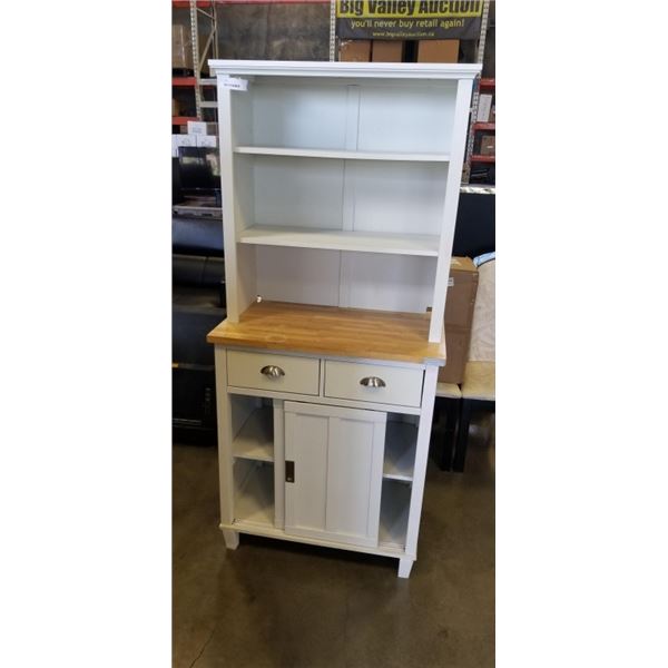 WHITE CABINET W/ HUTCH TOP