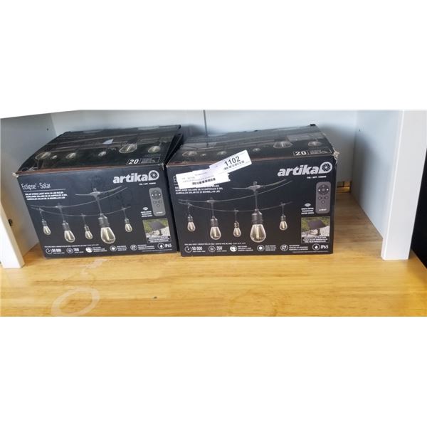 2 SETS OF ARTIKA ECLIPSE SOLAR STRING LIGHTS WITH 20 LED BULBS, REMOTE, EACH IS 42FT LONG