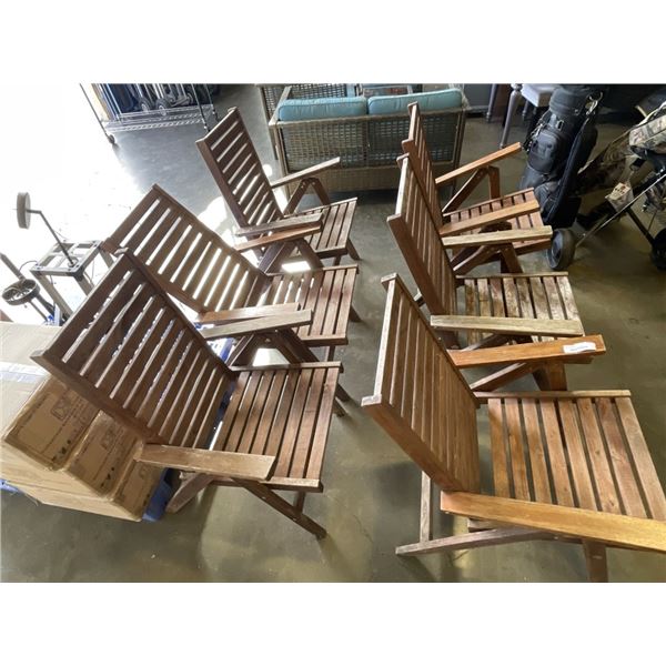 6 FOLDING TEAK PATIO CHAIRS