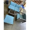 Image 1 : 4PC PATIO SET - LOVE SEAT, CHAIR W/ OTTOMAN, AND SIDE TABLE W/ TRAY