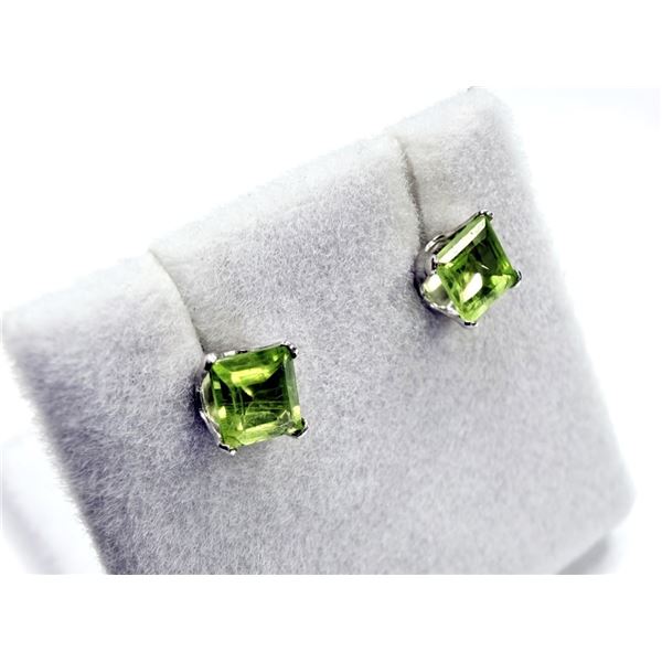 10KT WHITE GOLD NATURAL PERIDOT EARRINGS, W/A $900.00. PERIDOT IS THE BIRTHSTONE FOR AUGUST.