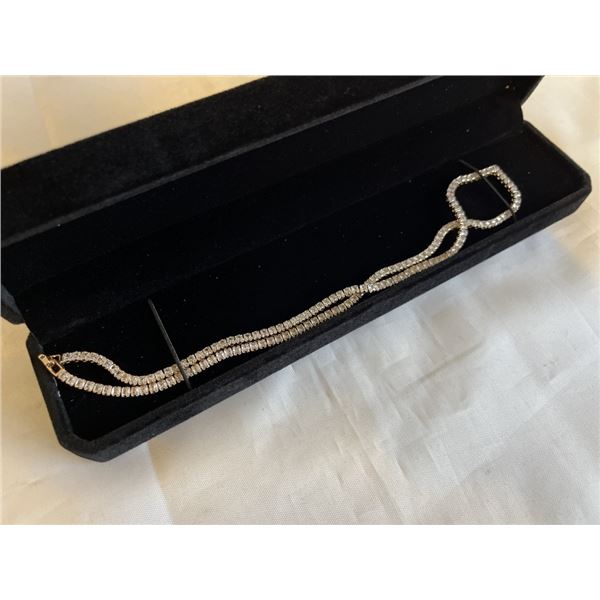 NEW 18K GOLD PLATED 2.5MM PRINCESS CUT SIMULATED DIAMOND (CZ) TENNIS NECKLACE, 18" LONG