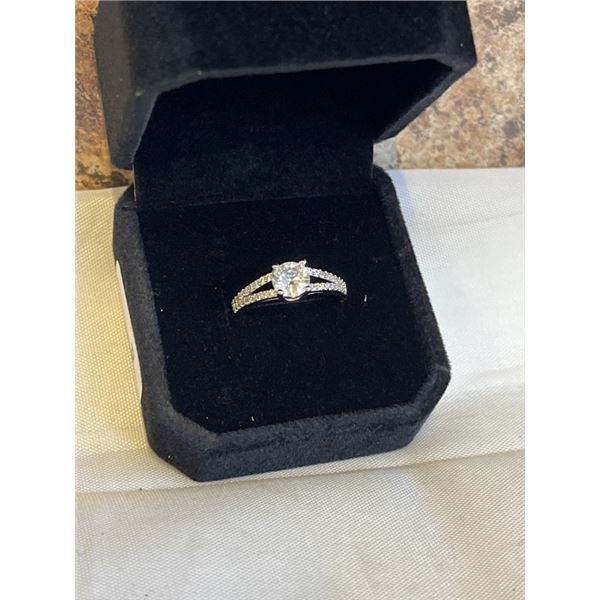 NEW 0.7CT SIMULATED DIAMOND (CZ) CHANEL RING, RESIZEABLE, MOUNTED IN 925 STERLING SILVER