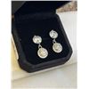 Image 2 : NEW S925 1.0CT + 2.0CT EACH SIMULATED DIAMOND (CZ) HALO DANGLE EARRINGS, MOUNTED IN 925 STERLING SIL