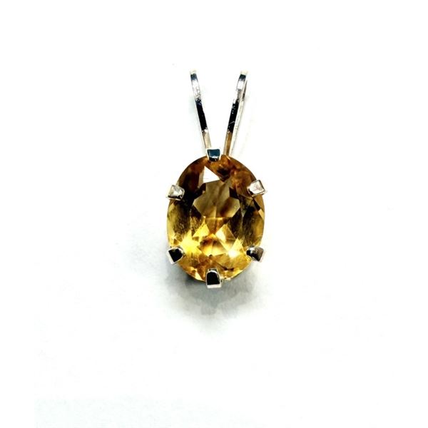 STERLING SILVER NATURAL CITRINE PENDANT, W/A $550.00. CITRINE IS THE BIRTHSTONE FOR NOVEMBER.