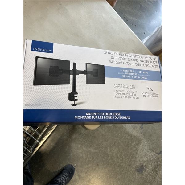 INSIGNIA DUAL SCREEN DESKTOP MOUNT, RETAIL $99