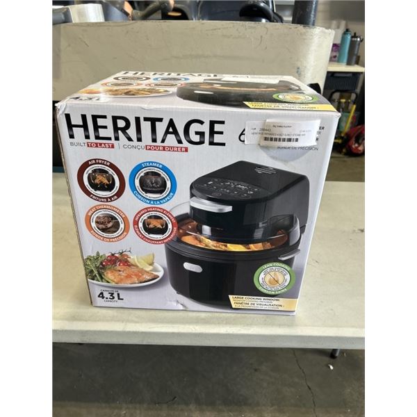 HERITAGE INFRARED 4.5QT 6-IN-1 STEAM AIR FRYER - TESTED WORKING, RETAIL $299