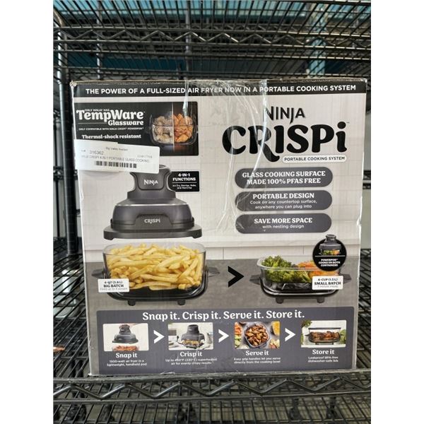 NINJA CRISPI 4-IN-1 PORTABLE GLASS COOKING SYSTEM - TESTED WORKING, RETAIL $189