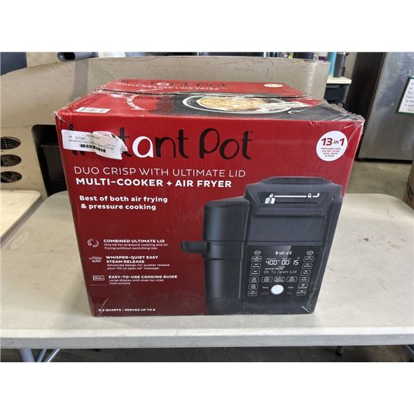 INSTANT POT DUO CRISP W/ ULTIMATE LID 6.5QT MULTI-COOKER & AIR FRYER - TESTED WORKING, RETAIL $309