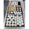 Image 1 : 3 TRAYS OF NEW LARGE TEALIGHTS AND WOODEN TEALIGHT HOLDERS
