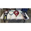 Image 1 : 3 BADMINTON RACKETS AND 2 TENNIS RACKETS. WITH 3 SOFT CASES.