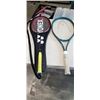Image 2 : 3 BADMINTON RACKETS AND 2 TENNIS RACKETS. WITH 3 SOFT CASES.