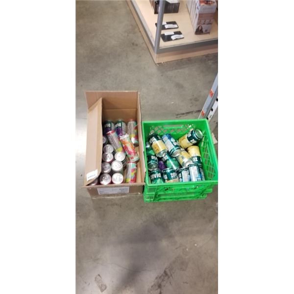 CRATE AND BOX OF ASSORRTED SODA DRINKS