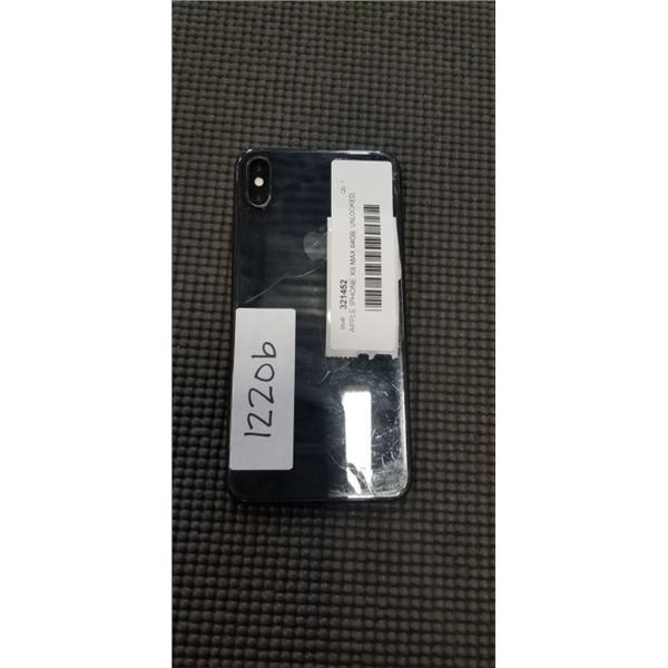 APPLE IPHONE XS MAX 64GB, UNLOCKED, READY TO USE, WIPED AND ERASED NO PASSWORD, CRACKED REAR GLASS A