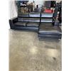 Image 1 : BLACK 2PC SECTIONAL SOFA WITH ADJUSTABLE HEAD RESTS, GOOD CLEAN CONDITION, NO RIPS OR TEARS