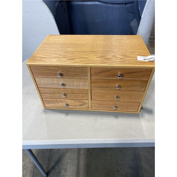 SMALL OAK 8 DRAWER ORGANIZER