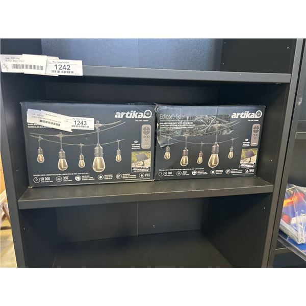2 SETS OF ARTIKA ECLIPSE SOLAR STRING LIGHTS WITH 20 LED BULBS, REMOTE, EACH IS 42FT LONG