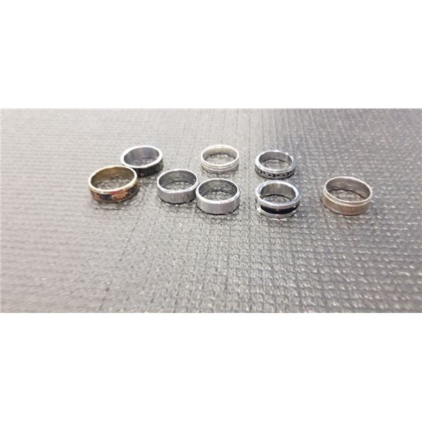 8 ASSORTED WEDDING BAND RINGS