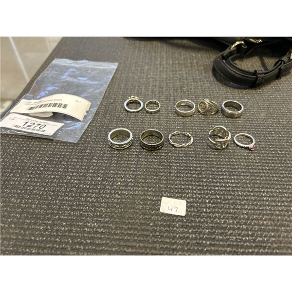 ASSORTED SILVER TONE RINGS