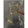 Image 2 : 2 STAMPED SILVER CHAINS NECKLACES AND ASSORTED TANGLED CHAIN NECKLACES