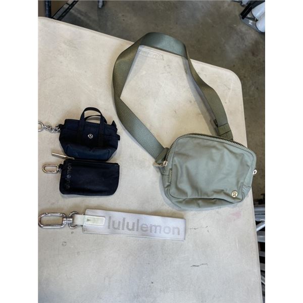 LULULEMON WAIST BAG, LANYARD AND 2 SMALL CHANGE PURSES. UNAUTHENTICATED