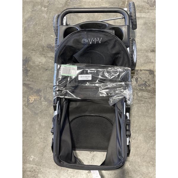 BLACK 4 WHEEL PET STROLLER