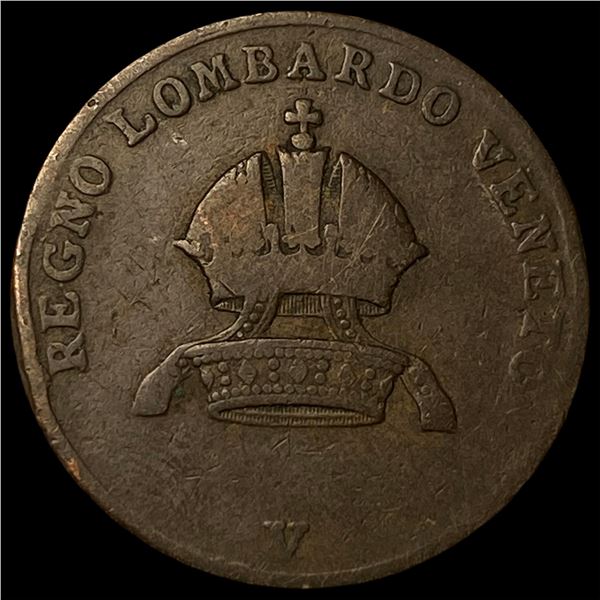 1822 Italian States Copper 3 Centesimi LIGHTLY CIRCULATED