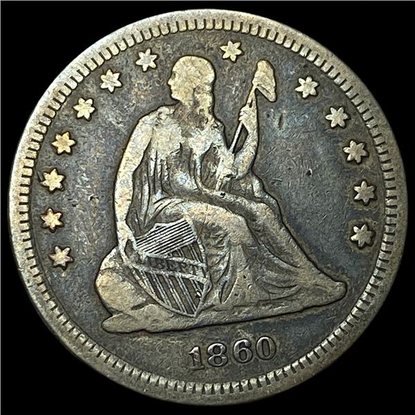 1860 Silver Seated Liberty Quarter LIGHTLY CIRCULATED