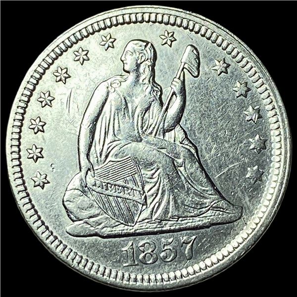 1857 Silver Seated Liberty Quarter  UNCIRCULATED