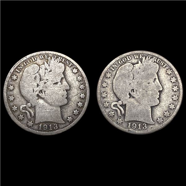 [2]1913 Barber Half DollarS NICELY CIRCULATED