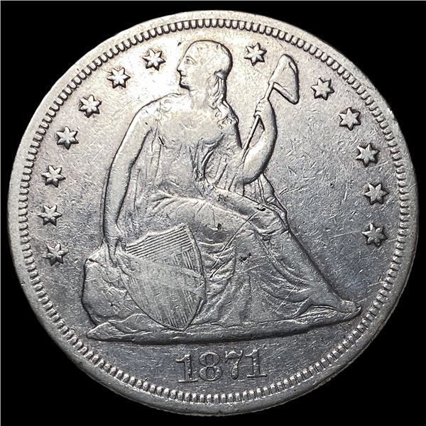 1871 Silver Seated Liberty Dollar NEARLY UNCIRCULATED