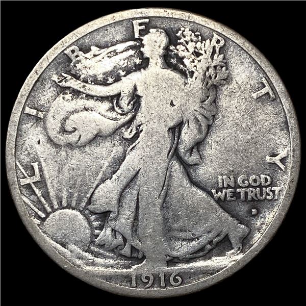 1916-D Silver Walking Liberty Half Dollar  LIGHTLY CIRCULATED