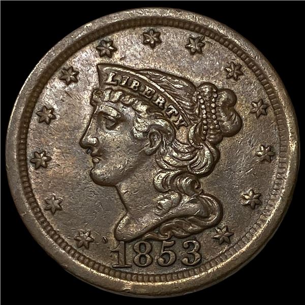 1853 Braided Hair Half Cent CHOICE AU