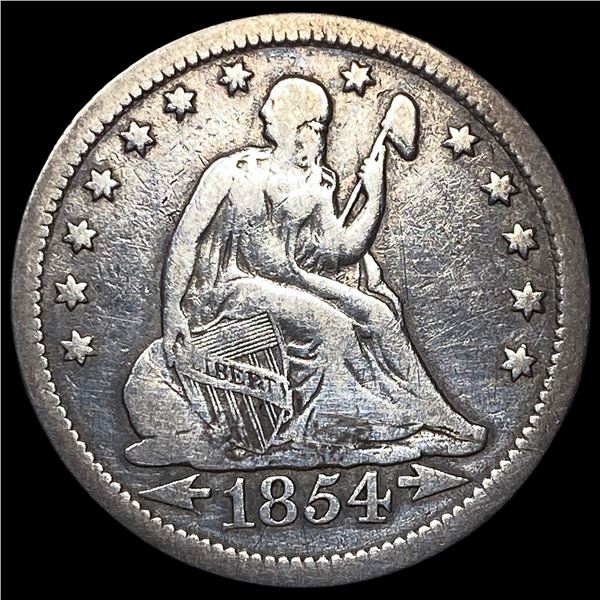 1854 Arrows Seated Liberty Quarter LIGHTLY  CIRCULATED