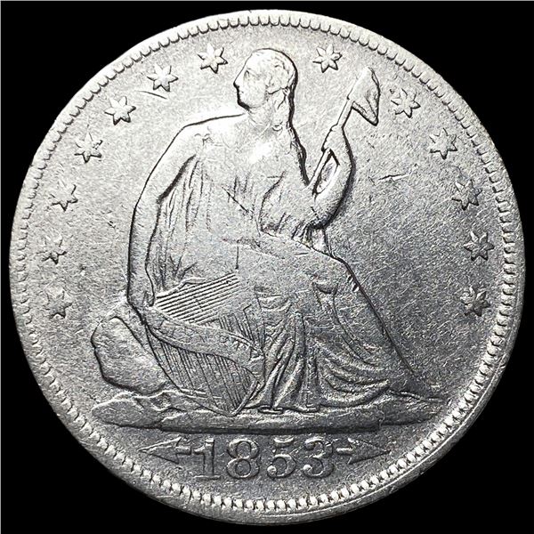 1853 Arrows/Rays Seated Liberty Half Dollar LIGHTLY CIRCULATED